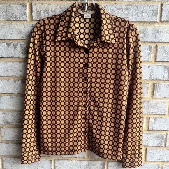 MICHAEL Michael Kors Long Sleeve Button Up Geometric Print Shirt Women's Size M - Picture 1 of 10